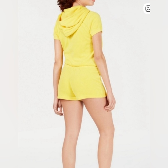 Y2K Juicy Couture Black Label Morning Sunshine Microterry Hooded Romper, Sz S - Picture 2 of 15